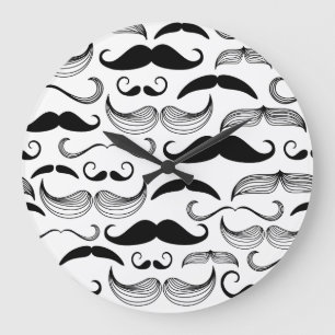 Funny Moustache Design Large Clock