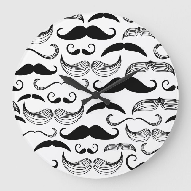 Funny Moustache Design Large Clock (Front)