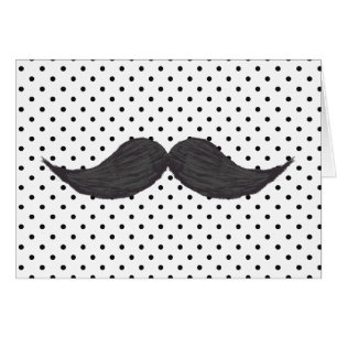 Funny Moustache Drawing And Black Polka Dots
