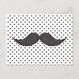 Funny Moustache Drawing And Black Polka Dots Postcard