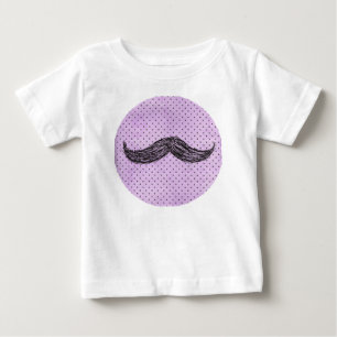Funny   Moustache Drawing With Purple Polka Dots Baby T-Shirt
