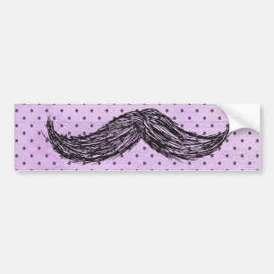 Funny   Moustache Drawing With Purple Polka Dots Bumper Sticker