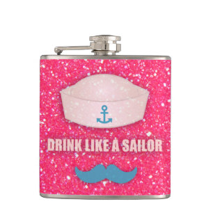 Funny Moustache Drink Like a Sailor Flask