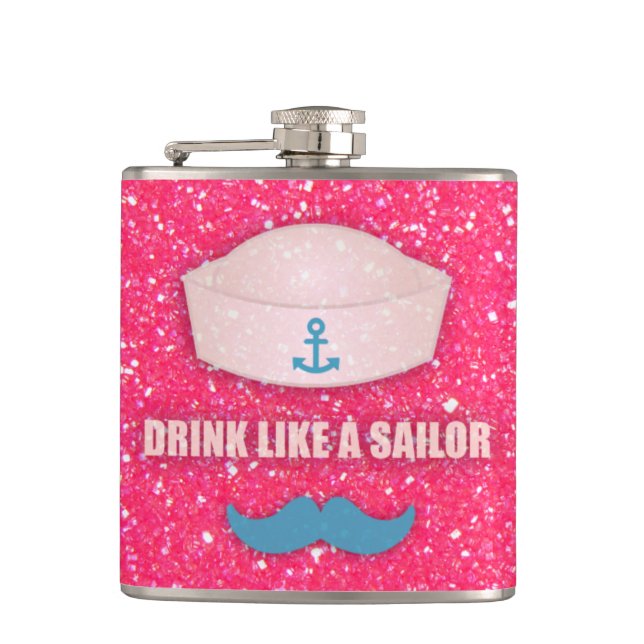 Funny Moustache Drink Like a Sailor Flask (Front)