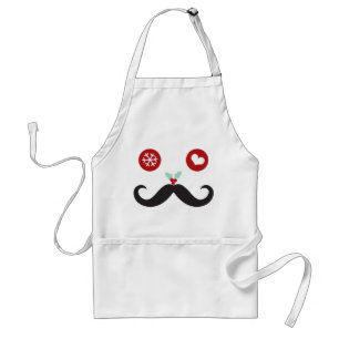 Funny Moustache Face Snowflake Christmas Holiday  Standard Apron