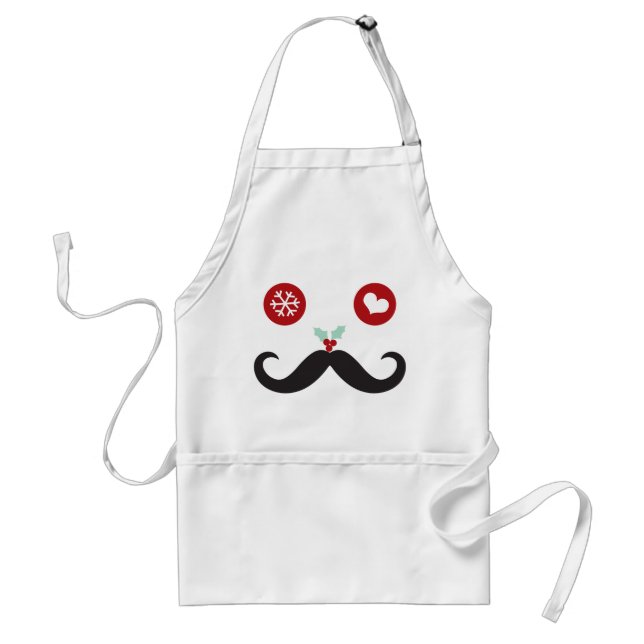 Funny Moustache Face Snowflake Christmas Holiday  Standard Apron (Front)