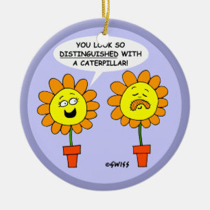 Funny Moustache Flower Cartoon Christmas Ceramic Tree Decoration