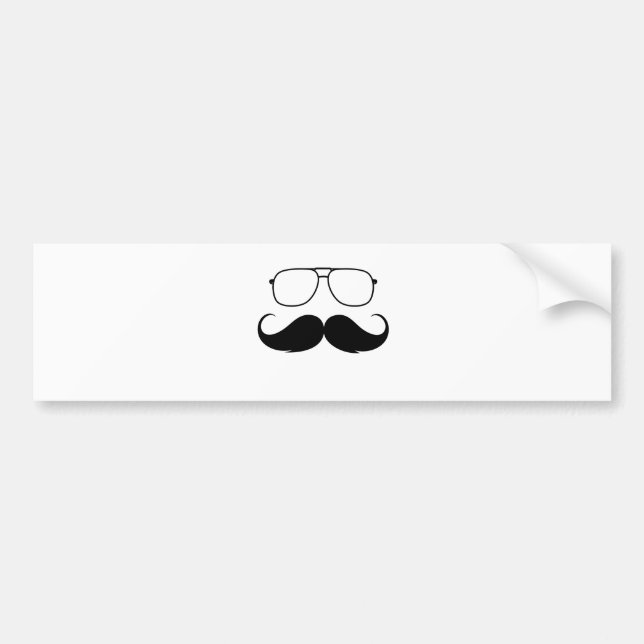 funny moustache glasses in black bumper sticker (Front)