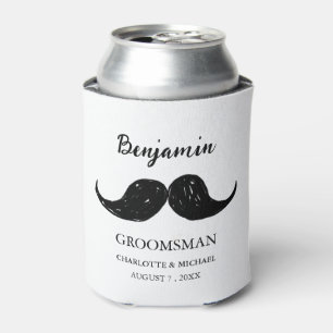 Funny Moustache Groomsmen Wedding Can Cooler