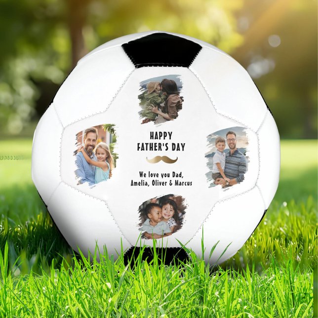 Funny Moustache Happy Father's Day 4 Photo Football (Creator Uploaded)