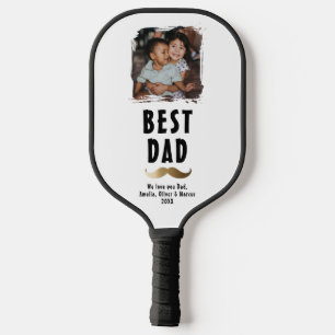 Funny Moustache Happy Father's Day Photo Pickleball Paddle