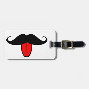 Funny moustache luggage tag