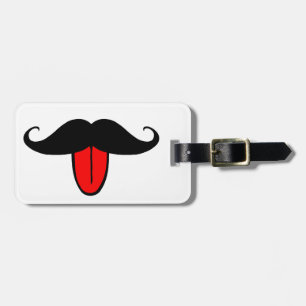 Funny moustache luggage tag