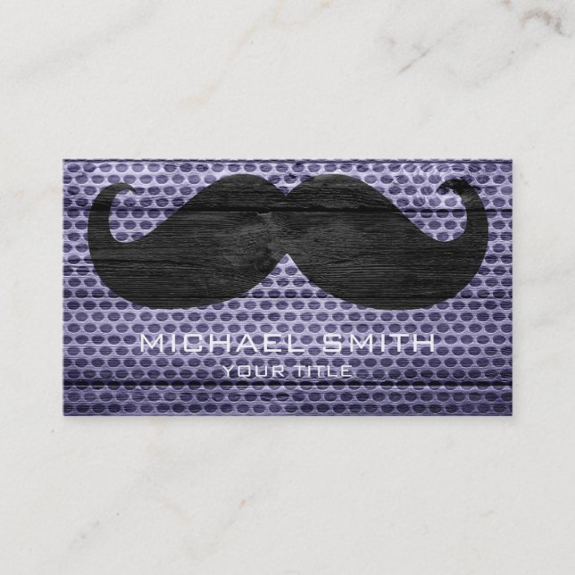 Funny Moustache Metal Hole #5 Business Card (Front)