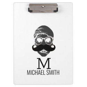Funny Moustache Monogram #2 Clipboard