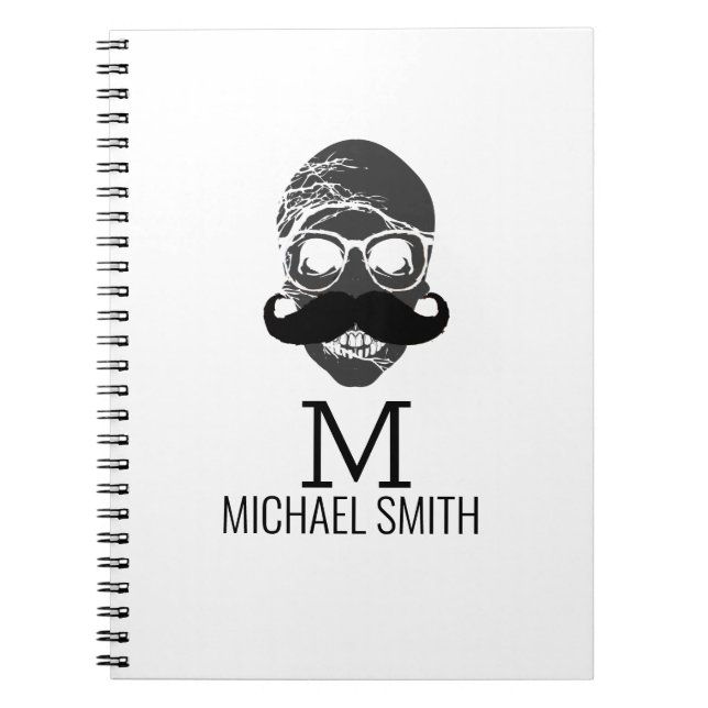Funny Moustache Monogram #2 Notebook (Front)