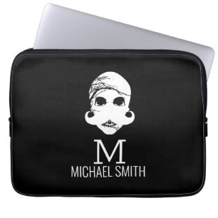 Funny Moustache Monogram Laptop Sleeve