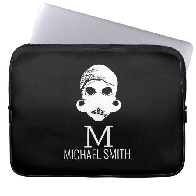 Funny Moustache Monogram Laptop Sleeve (Front)