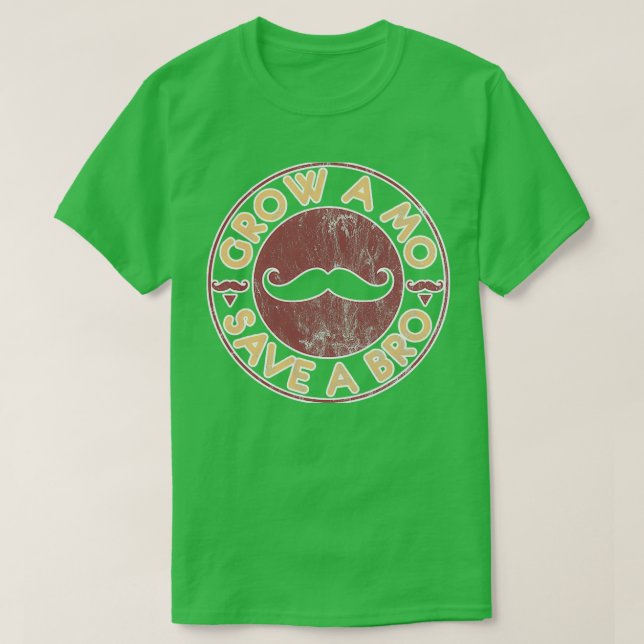Funny Moustache Moustache Grow A Mo 2 T-Shirt (Design Front)