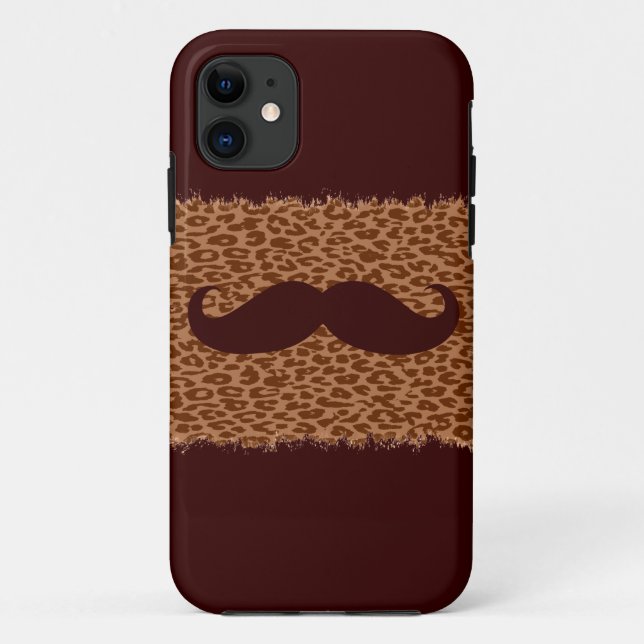 Funny Moustache on Leopard Skin Case-Mate iPhone Case (Back)