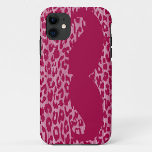 Funny Moustache on Leopard Skin iPhone 11 Case