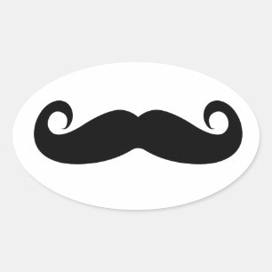 Funny Moustache Oval Sticker