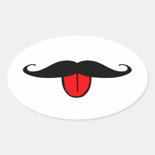 Funny moustache oval sticker