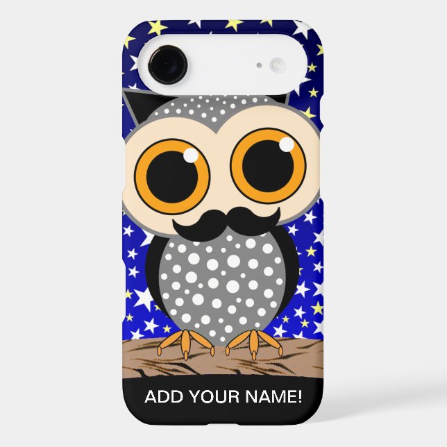 funny moustache owl Case-Mate iPhone case (Back)