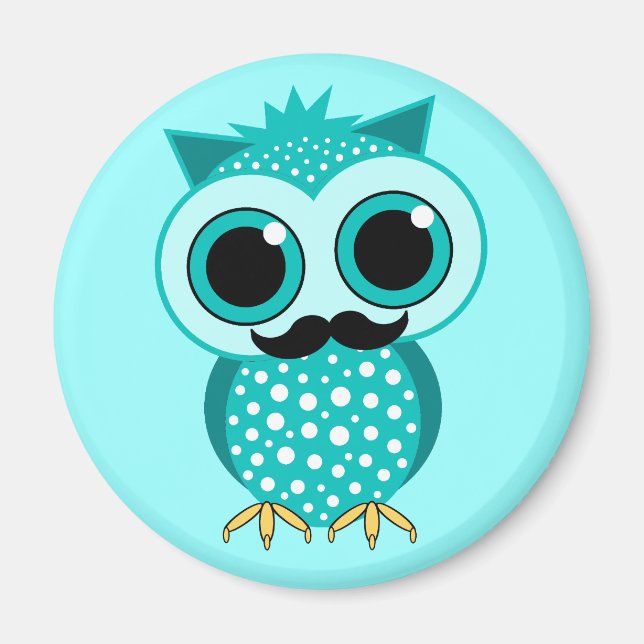 funny moustache owl magnet (Front)