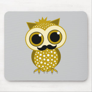 funny moustache owl mouse mat
