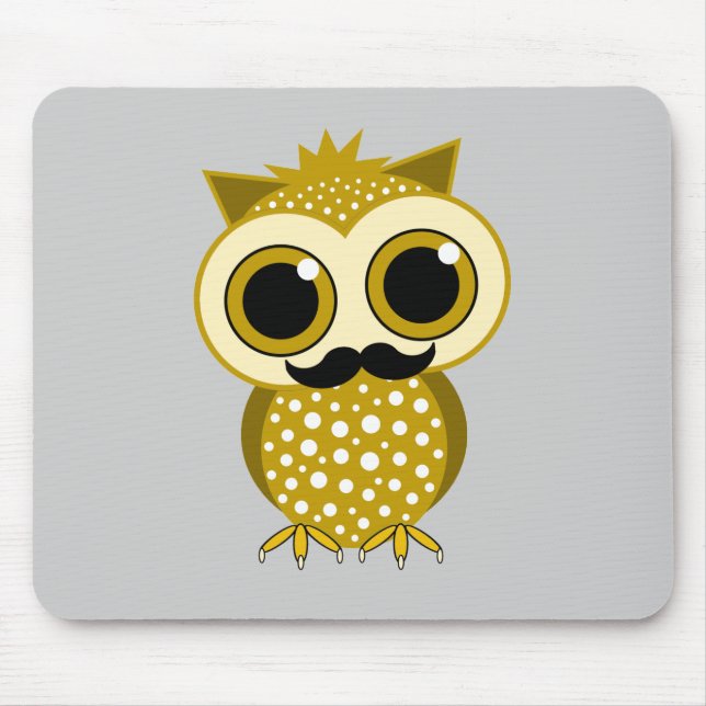 funny moustache owl mouse mat (Front)