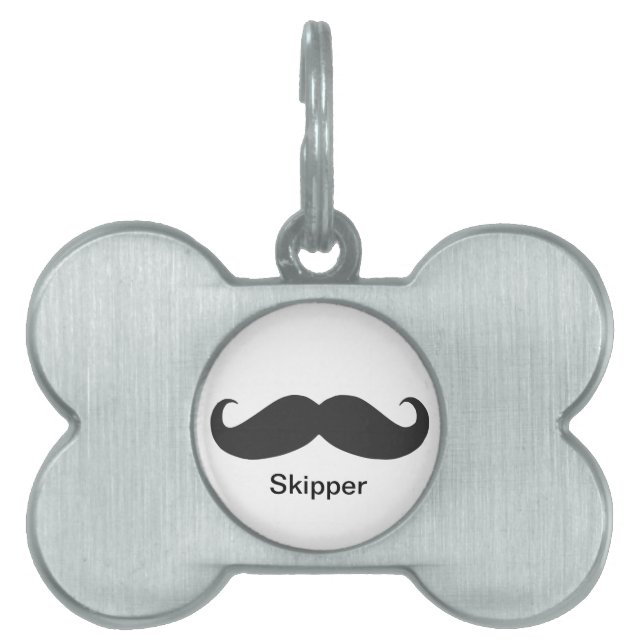 funny moustache pet name tag (Front)