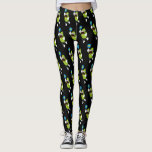 Funny Moustache Pickle Playing Pickleball Black Leggings<br><div class="desc">All your pickleball friends will get a laugh out of these Funny Pickleball Leggings featuring an all over pattern of a moustached cartoon pickle "person" holding a pickleball paddle and balls.  Great for rec play or tournament/match club play.  Easily change the background colour to your preference.</div>