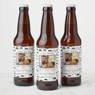 Funny Moustache Print Happy Father's Day Photo Beer Bottle Label