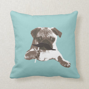 Funny Moustache Pug Cushion