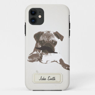 Funny Moustache Pug Custom Name iPhone 5 Case