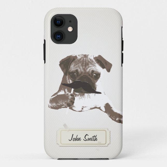 Funny Moustache Pug Custom Name iPhone 5 Case (Back)