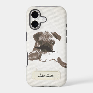 Funny Moustache Pug Custom Name iPhone 5 Case