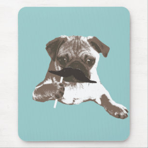 Funny Moustache Pug Mouse Mat