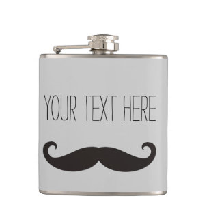Funny Moustache / Schnurrbart + your text Hip Flask