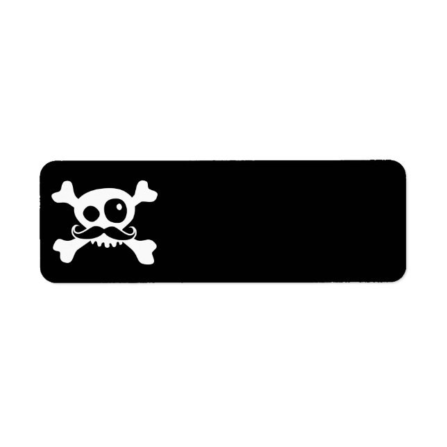 Funny Moustache Skull Return Address Label (Front)