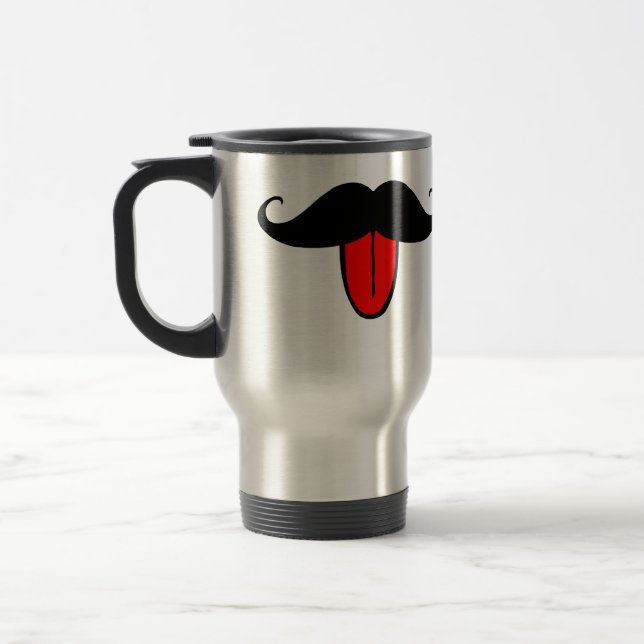 Funny moustache travel mug (Left)