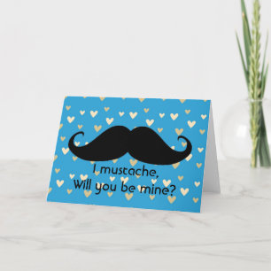 Funny moustache Valentine's Day hipster hearts Holiday Card