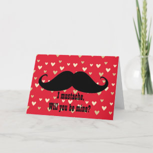 Funny moustache Valentine's Day hipster hearts Holiday Card