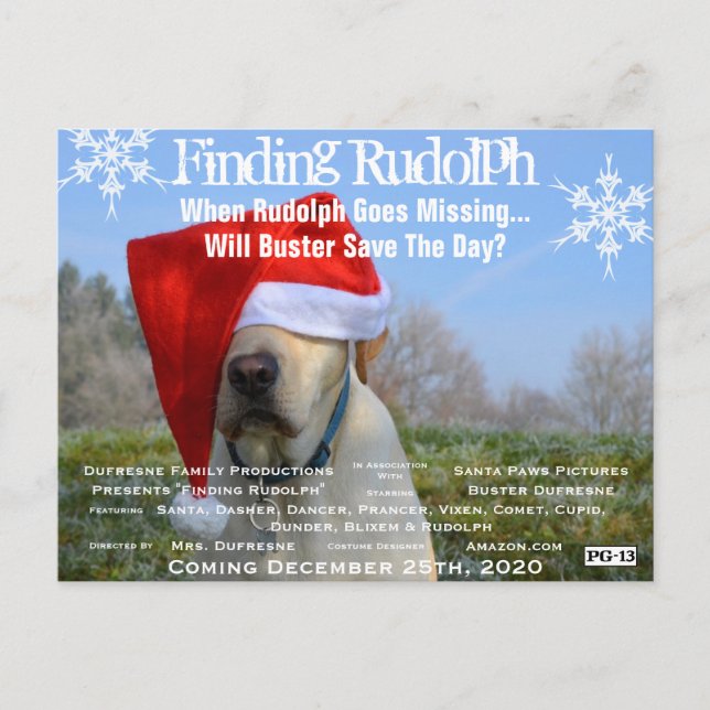 Funny Movie Parody Add Pets Photo Holiday Postcard (Front)