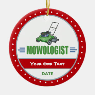 Funny Mowing Grass Lawn Care Ceramic Tree Decoration