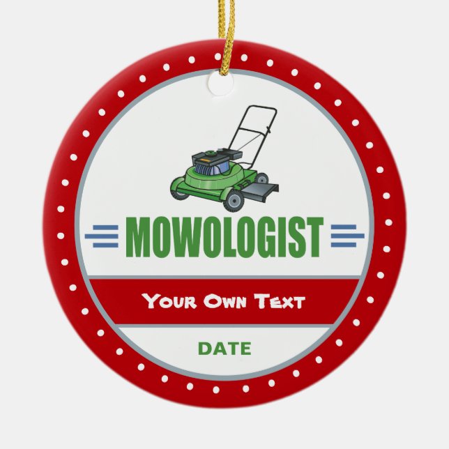 Funny Mowing Grass Lawn Care Ceramic Tree Decoration (Front)