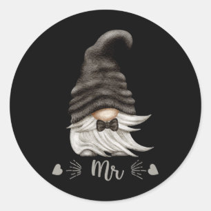 Funny Mr &amp; Mrs Gnome For Matching Couples - Gr Classic Round Sticker