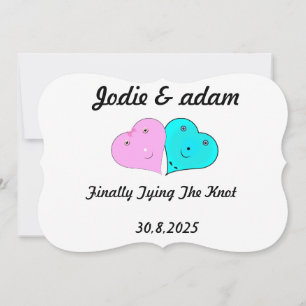 funny mr & mrs hearts invitation