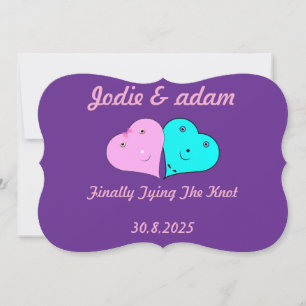 funny mr & mrs hearts  invitation